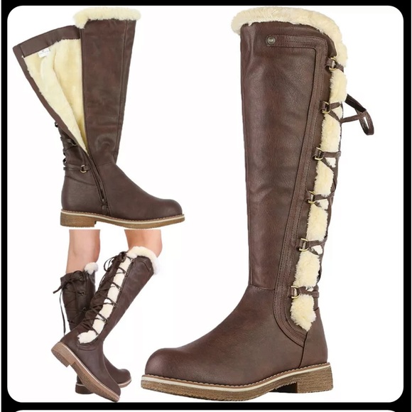 DREAM PAIRS Womens Knee High Warm Fur Winter Zip Boots - Picture 4 of 13